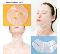 Shein 200 piezas Hojas de mascarilla facial desechables hidratantes, hojas de mascarilla de plástico transparente para salón, tratamiento de arrugas del cue