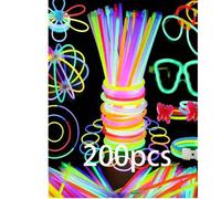 Shein 200 piezas Palitos fluorescentes multicolor, decoraciones de fiesta, brillo continuo durante 8~12 horas, fluorescente, iluminan la fiesta, pulseras, c