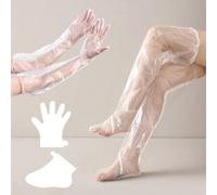 Shein 200 piezas/paquete Calcetines de plástico transparente desechables para el cuidado de los pies, mascarilla para los pies, remojo de pies, cubiertas de