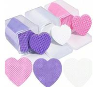 Shein 200 piezas Toallitas desmaquilladoras de uñas no tejidas, con forma de corazón rosa, herramienta de limpieza de arte UV de gel para uñas, herramienta