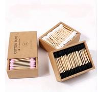 Shein 200 unidades de bastoncillos de limpieza de bambú | Bastoncillos de limpieza de madera | Bastoncillos de doble punta para los oídos | Copitos para los