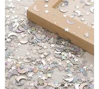 Shein 2000 piezas de Confeti de papel para tirar, confeti en forma de estrellas y lunas modernas para tirar en casa, fiestas, Navidad