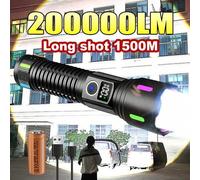 Shein 200000LM Linternas talla grande potentes con 5 modos, recargables por USB tipo C, linterna táctica con LED de alta potencia y zoom