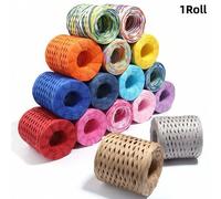 Shein 200m/Rollo Cuerda de papel de rafia colorida de 4mm, adecuada para manualidades DIY, envoltura de regalos, tejido de sombreros de paja, decoración de
