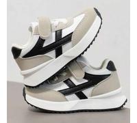 Shein 2024 Zapatos deportivos populares para niños en primavera/otoño, parte superior de cuero, zapatillas chunky retro, suela blanda antideslizante para ni