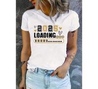Shein 2025 Graphic Print Women's Short Sleeve Crew Neck T-Shirt - 100% Cotton Soft Breathable Casual Top With Geometric Design, Machine Washable Summer & Sp