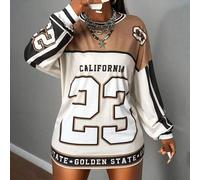 Shein 2025 Nueva camiseta de manga larga de cuello redondo, estilo deportivo casual de calle para el verano y principios del otoño, para uso diario, festiva