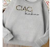 Shein 2025 Nuevo Otoño/Invierno Sudadera con capucha de manga larga con estampado CIAO para niñas, estilo casual, corte holgado, gruesa y cálida, adecuada p