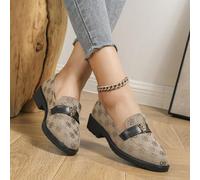 Shein 2025 Otoño Elegantes Mocasines Mary Jane de Mujer con Puntera Redonda Plana, Camel, Floral Vintage de Poliéster (Textura de la Parte Superior Asignada