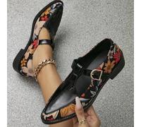 Shein 2025 Otoño Plataforma plana para mujer Puntera cuadrada Slip-On Brogues, Mary Jane Oxfords, Tacón medio, Negro, Estilo británico vintage