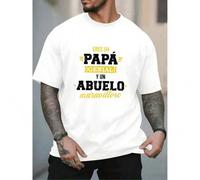 Shein 2025 Summer New Fashionable Street Casual Charm Letter Print Comfortable Soft Crew Neck T-Shirt - "Eres Un Papá Genial Y Un Abuelo Maravilloso" Desig