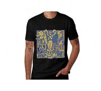 Shein 2025 Unisex Summer New Hot Selling T-Shirts- Stylized Illustration Of A Young Man Walking Amidst Scattered Shapes And A Heart, With The Text 'paronise