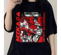 Shein 2026 Camiseta casual de moda para mujeres y hombres, regalos del día de la mujer, Anime PNG, Eren Yeager, Ataque de los Titanes, camiseta de rap, dise