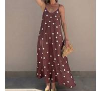 Shein 2026 HoloChill Vestido midi casual de mujer con estampado de lunares y bloques de color, vestido de verano casual de cuello en V, vestido de mujer par