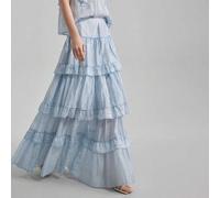 Shein 2026 Nueva Falda Midi Holgada de Línea A para Mujer en Azul, Adecuada para Atuendo de Playa del Día de San Juan, Atuendo de Vacaciones, Festival de Mú