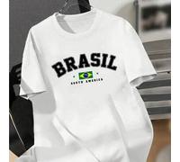 Shein 2026 Nueva Moda Camiseta de Manga Corta Cuello Redondo Casual para Mujer del Carnaval de la Copa Mundial de Brasil