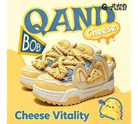 Shein 2026 Nuevas zapatillas casuales con suela gruesa Q-AND, zapatos de skate de moda con colgante de queso versátil, zapatos con pan de dopamina, zapatos