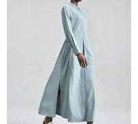 Shein 2026 Nuevo vestido holgado de línea A azul para primavera/verano, con cuello suelto y efecto estilizante, adecuado para fiestas urbanas modernas, vuel