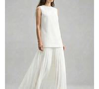 Shein 2026 Nuevo vestido midi plisado de chifón con parches sin mangas para la primavera/verano, adecuado para el atuendo de playa del Día de San Juan, atue