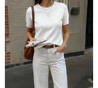 Shein 2026 Primavera/Otoño Nueva Blusa de Punto Blanco Nube para Mujer, Estilo Casual Intelectual Urbano, Adecuado para Ir al Trabajo, Paseos por la Ciudad,