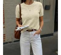 Shein 2026 Primavera/Otoño Nueva Parte Superior de Punto Color Albaricoque Claro para Mujeres, Estilo Casual Intelectual Urbano, Adecuado para Ir al Trabajo