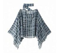 Shein 2026 Top de mujer elegante con cuello de chal asimétrico a cuadros, estilo vintage de cuello redondo, ropa de calle de verano, chic & elegante