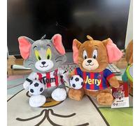 Shein 20cm Peluches de Tom y Jerry con diseño de balón de fútbol, muñecos coleccionables de la serie de películas, regalo encantador y creativo para niños e