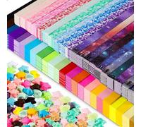 Shein 2100 tiras de papel de origami para estrellas, 27 estrellas de papel de colores sólidos, tiras de papel de origami para estrellas de luz nocturna, tir