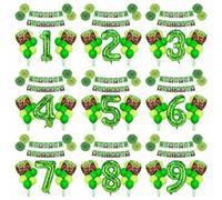 Shein 22 piezas Decoraciones de cumpleaños, Pancarta de feliz cumpleaños con tema de juego, Globos de número minero de píxeles verdes de 40 pulgadas y globo