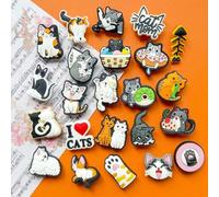 Shein 23 piezas Serie de Gatos, Serie de Historias de Gatos, Material PVC, Accesorios para Zapatos de Gato, Divertidos Encantos de Gato para Zapatos, Varios