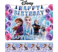 Shein 23 piezas Suministros para fiesta de cumpleaños de Frozen de Disney con princesas Anna y Elsa, mantel, globos y decoraciones para fiesta de graduación