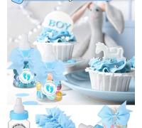 Shein 24/12/1 set - Botellitas de favor azules para baby shower de 1.5 X 3.5 pulgadas, tarros de caramelos en forma de biberón mini para fiesta de baby show