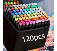 Shein 24/30/36/60/80/120 PIEZAS Marcadores de colores con puntas duales, permanentes, para arte, para niños y adultos. Marcadores de pintura, resaltadores a