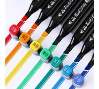 Shein 24/36/48/60/80/120 piezas/set Marcadores de pincel a base de alcohol, marcadores de arte de doble punta para artistas, bocetos, coloración, resaltado,