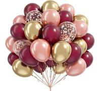 Shein 24/40 unidades Globos de colores granate, dorado metálico, rosa perla y rosa dorado con brillo, adecuados para fiestas de otoño, regreso a la escuela,