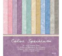 Shein 24 hojas de 6"X6" Pad de papel de espectro de color para scrapbooking, paquete de papel artesanal, fondo de manualidades, tarjetas, 1 paquete, útiles