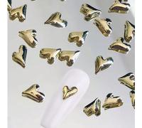 Shein 24 láminas de arte de uñas con corazones 3D brillantes de aleación, corazones holográficos láser para decoración de uñas para el DÃa de San Va