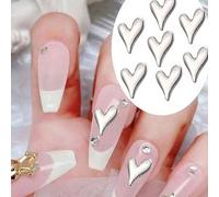 Shein 24 láminas de arte de uñas con corazones 3D brillantes de aleación, corazones holográficos láser para decoración de uñas para el DÃa de San Va