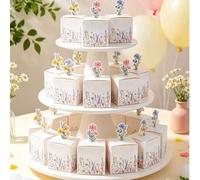 Shein 24 piezas Cajas de regalo con tema de flores silvestres para baby shower, Cajas de recuerdos con patrón floral para fiesta de revelación de género, Su
