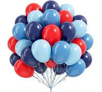 Shein 24 piezas de globos rojos y azules de 10 pulgadas/25.4 cm, globos azul marino, gris pizarra, azul y rojo, perfectos para cumpleaños, bodas, Día de San