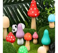 Shein 24 piezas de hongos de madera sin terminar, mini hongos de madera naturales DIY utilizados para arte, manualidades, pintura y decoración de escritorio