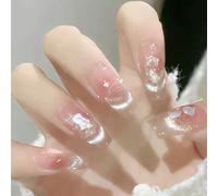 Shein 24 piezas de uñas postizas cuadradas, uñas postizas cortas/efecto ojo de gato, rubor en polvo puro erótico para presionar, Y2k para uso diario/uñas po