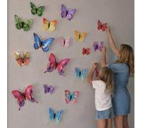 Shein 24 piezas Decoración de pared de mariposas coloridas, pegatinas 3D de mariposas con imanes para decoración de fiestas