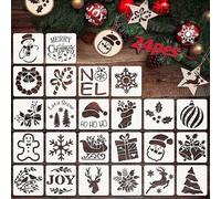 Shein 24 piezas Plantillas de pintura de elementos navideños de 3 pulgadas - Adecuadas para decoración del hogar, arte de pared, elaboración de tarjetas de