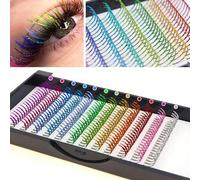 Shein 240 piezas/Caja de extensiones de pestañas de colores multicolor con brillo, extensiones de pestañas de hada, 12 colores de pestañas postizas con lent