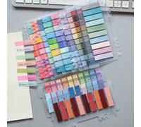 Shein 2400 Hojas en Total, 12 Estilos de Notas Adhesivas Transparentes PET de Color Retro Europeo - Etiquetas de Índice, Memo, Indicador y Clasificación - 1
