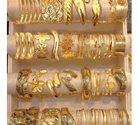 Shein 25/15/13/12/7/5 piezas Conjunto de pulseras apilables gruesas, vintage y de múltiples piezas - Floral, geométrico, lágrima, con cuentas, onda, corazón