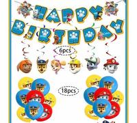 Shein 25/19/7/1/18/6 Piezas Conjunto de Fiesta de Cumpleaños con Tema de Paw Patrol, Cintas distribuidas al azar, que incluye decoraciones de fiesta, pancar