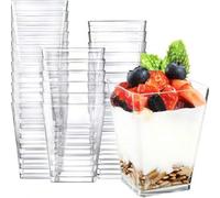 Shein 25/50/100 piezas Tazas de plástico de 5 Onzas para postres, parfait de yogurt para aperitivos de fiesta, mini postres, mouse, pudÃn, fruta, pastel d