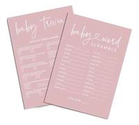 Shein 25/50 piezas Juegos para Baby Shower, Juegos de preguntas y respuestas de conocimientos sobre bebés y rompecabezas de palabras, Tarjetas de juego rosa